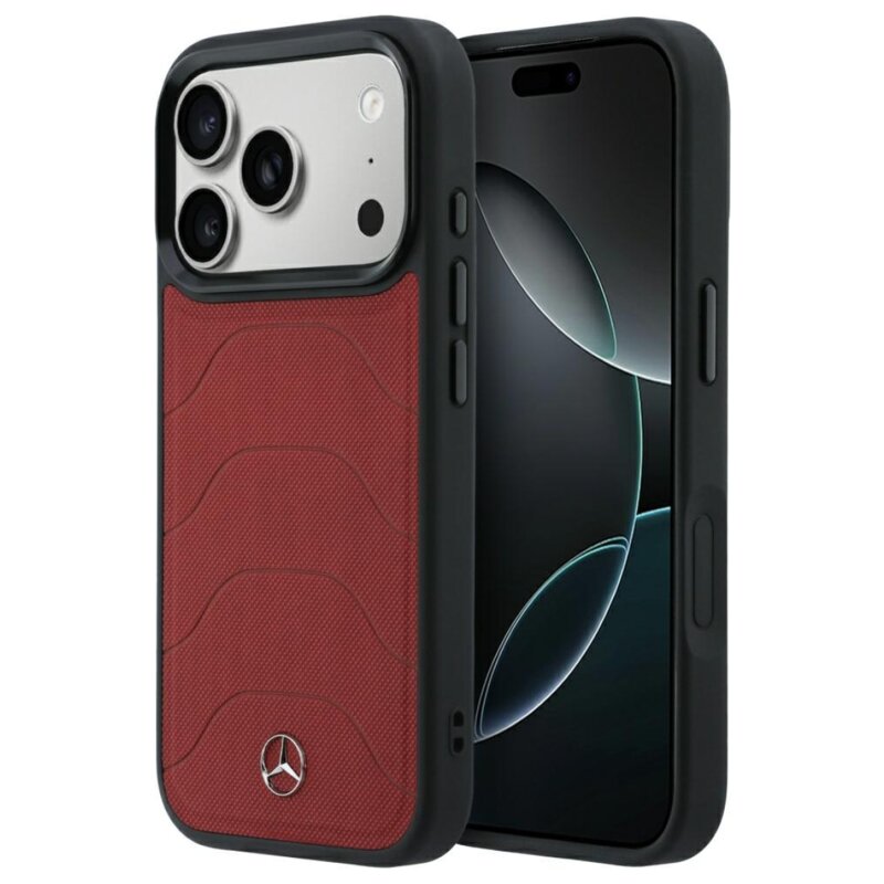 Etui MERCEDES Leather Mesh Bow Line MagSafe do Apple iPhone 17 Pro Max/18 Pro Max Bordowy