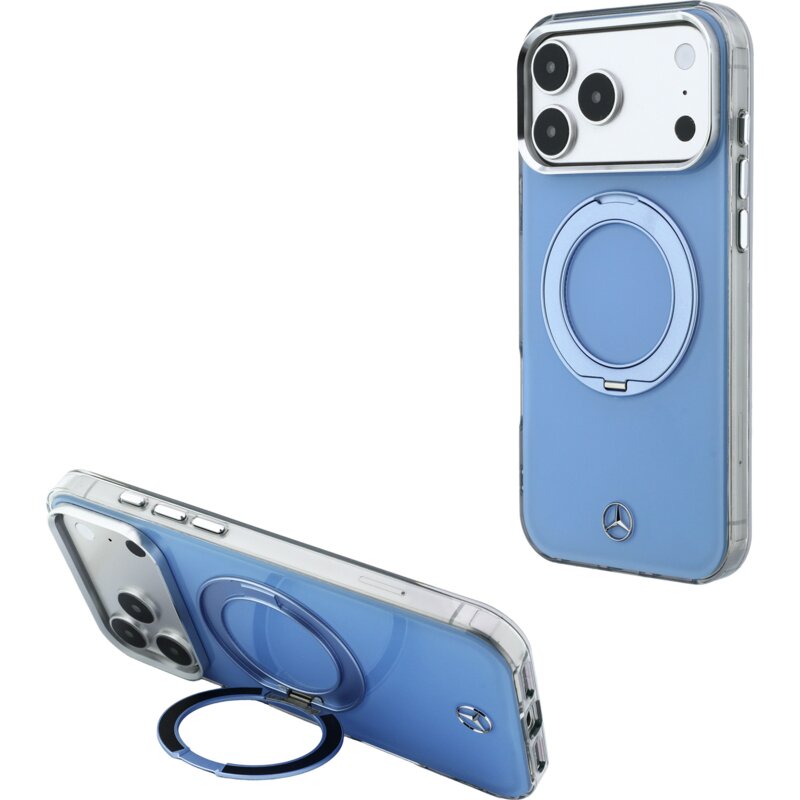 Etui MERCEDES Ring Stand Iconic Logo MagSafe do Apple iPhone 17 Pro / 18 Pro Czarny