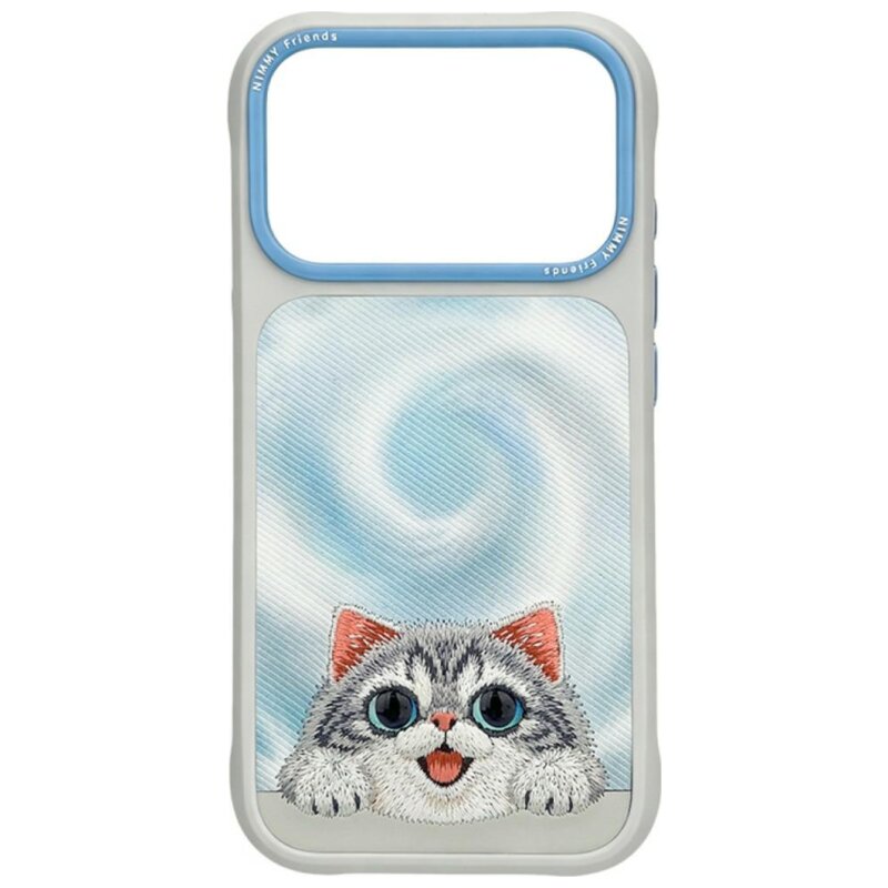 Etui NIMMY Big Eye Lying Silver Shaded Cat do Apple iPhone 17 Pro/18 Pro Szary