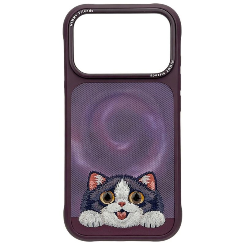 Etui NIMMY Big Eye Lying Cream Cat do Apple iPhone 17 Pro/18 Pro Fioletowy