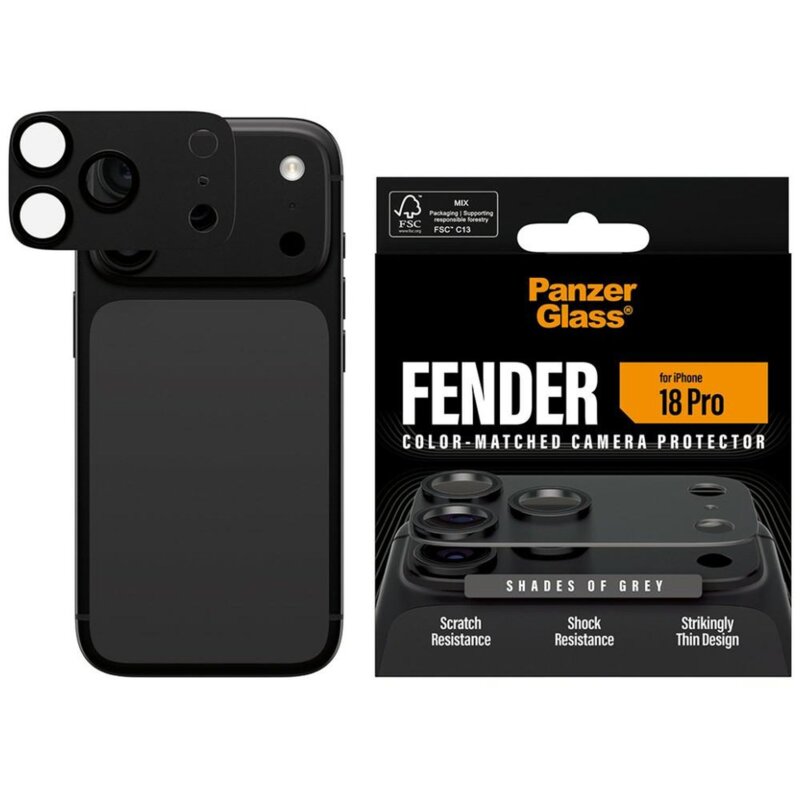 Nakładka na obiektyw PANZERGLASS Fender Camera Protector do Apple iPhone 18 Pro Szary