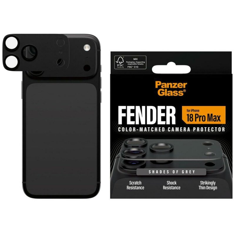 Nakładka na obiektyw PANZERGLASS Fender Camera Protector do Apple iPhone 18 Pro Max Szary