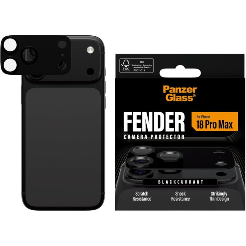 Nakładka na obiektyw PANZERGLASS Fender Camera Protector do Apple iPhone 18 Pro Max Czarna porzeczka