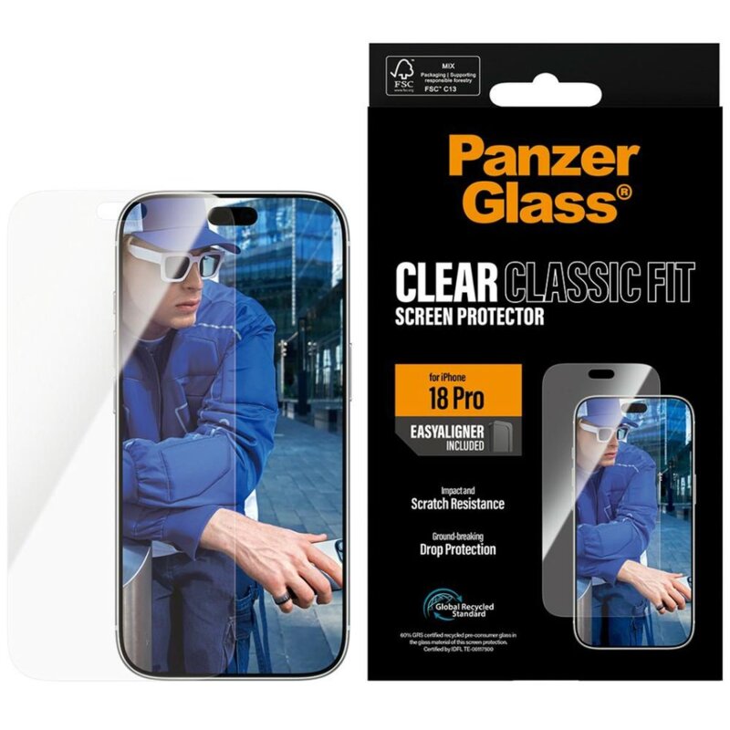 Szkło hartowane PANZERGLASS Classic Fit Eazyaligner do Apple iPhone 18 Pro