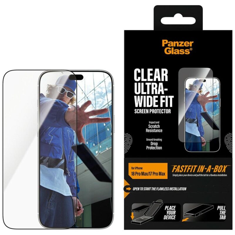 Szkło hartowane PANZERGLASS Ultra-Wide Fit FastFit do Apple iPhone 17 Pro Max/18 Pro Max