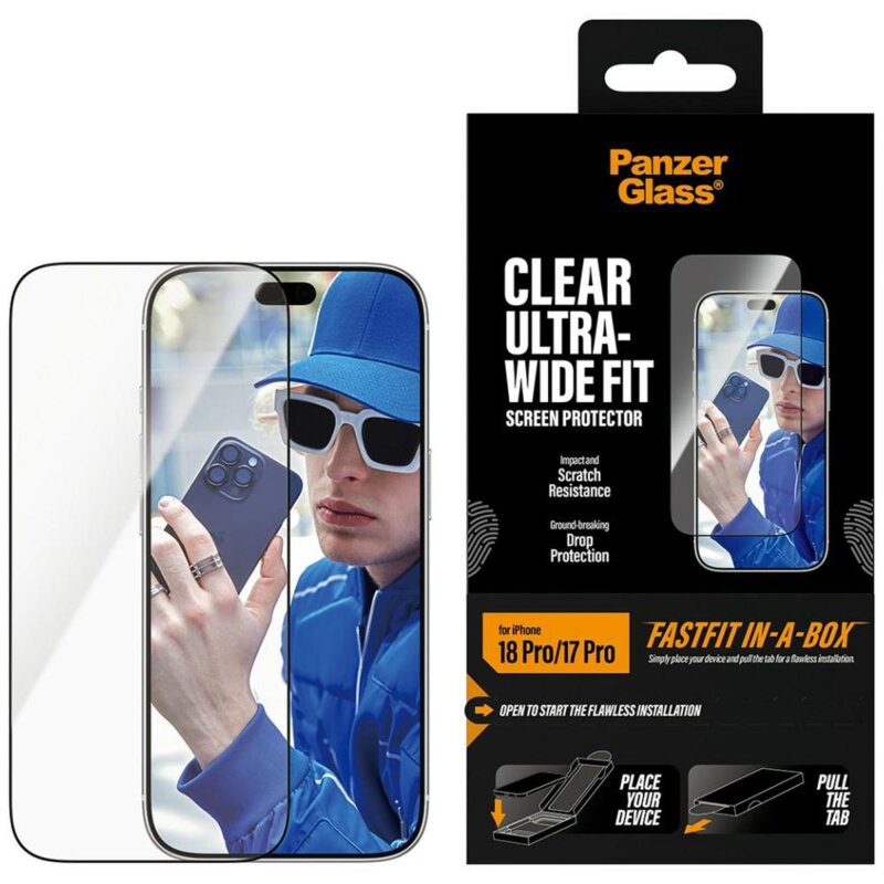 Szkło hartowane PANZERGLASS Ultra-Wide Fit FastFit do Apple iPhone 17 Pro/18 Pro