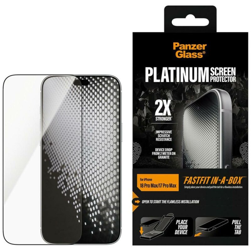 Szkło hartowane PANZERGLASS Platinum FastFit do Apple iPhone 17 Pro Max/18 Pro Max (2 szt.)