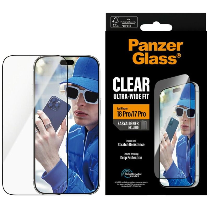 Szkło hartowane PANZERGLASS Ultra-wide Fit Eazyaligner do Apple iPhone 17 Pro/18 Pro