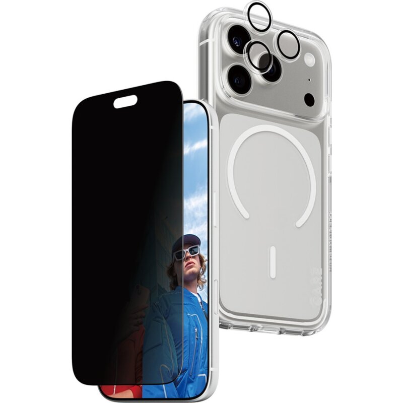 Etui PANZERGLASS Care Privacy Flagship 3w1 do Apple iPhone 18 Pro Przezroczysty + Szkło prywatyzujące + Szkło na obiektyw