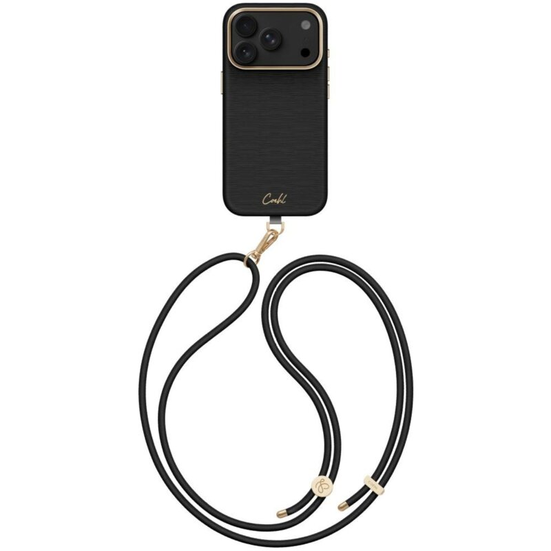 Etui UNIQ Coehl Mirelle Magnetic Charging do Apple iPhone 17 Pro/18 Pro Czarny + Smycz
