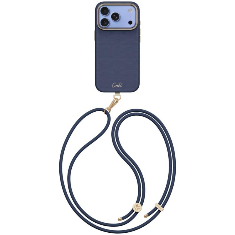 Etui UNIQ Coehl Mirelle Magnetic Charging do Apple iPhone 17 Pro/18 Pro Niebieski + Smycz