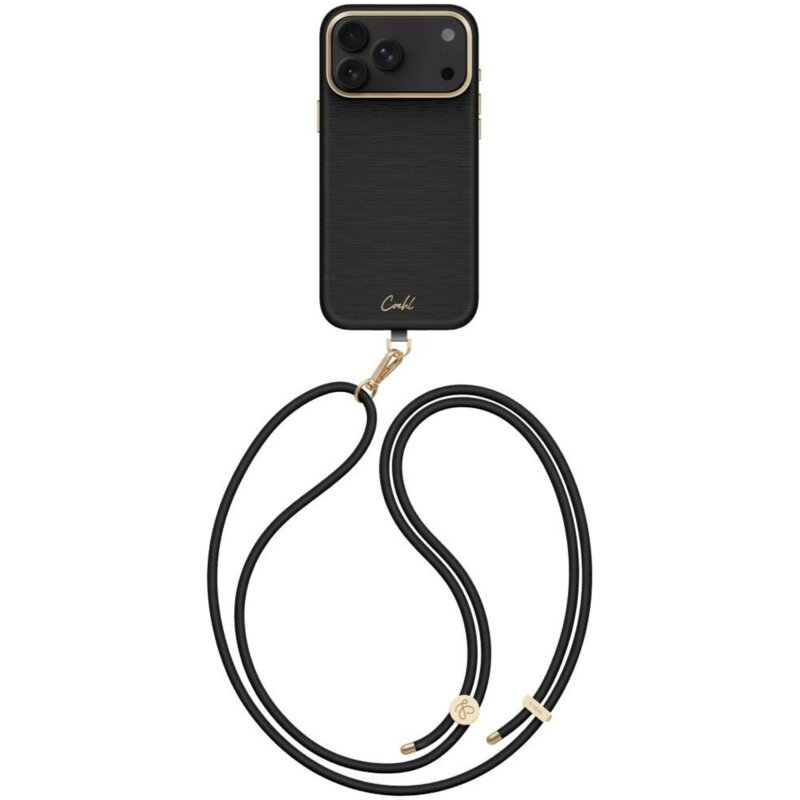 Etui UNIQ Coehl Mirelle Magnetic Charging do Apple iPhone 17 Pro Max/18 Pro Max Czarny + Smycz