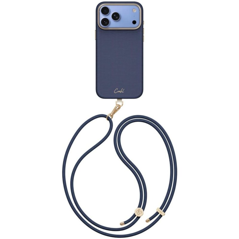 Etui UNIQ Coehl Mirelle Magnetic Charging do Apple iPhone 17 Pro Max/18 Pro Max Niebieski + Smycz
