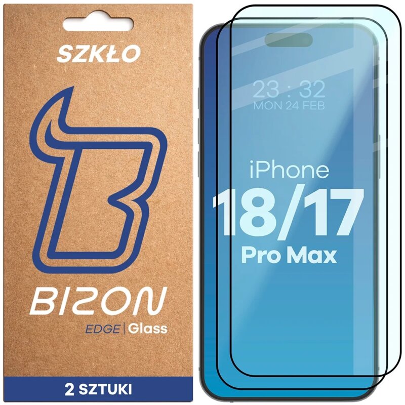 Szkło hartowane BIZON Glass Edge Duo do Apple iPhone 17 Pro Max/18 Pro Max (2 szt.)
