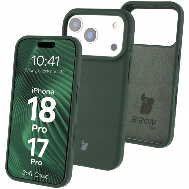 Bizon Silikonowe Soft do Apple iPhone 17 Pro / 18 Pro Ciemnozielony