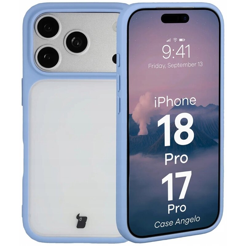 Etui BIZON Case Angelo do Apple iPhone 17 Pro/18 Pro Błękitny matowy