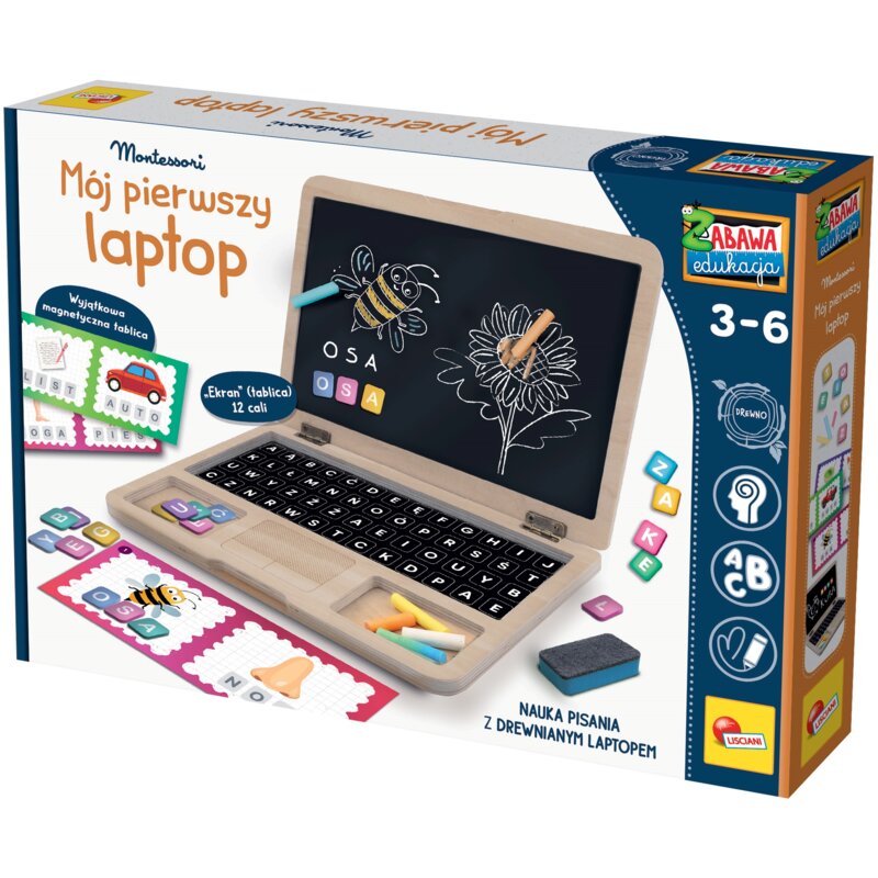 Zabawka edukacyjna LISCIANI Montessori Mój pierwszy drewniany laptop 304-PL117802