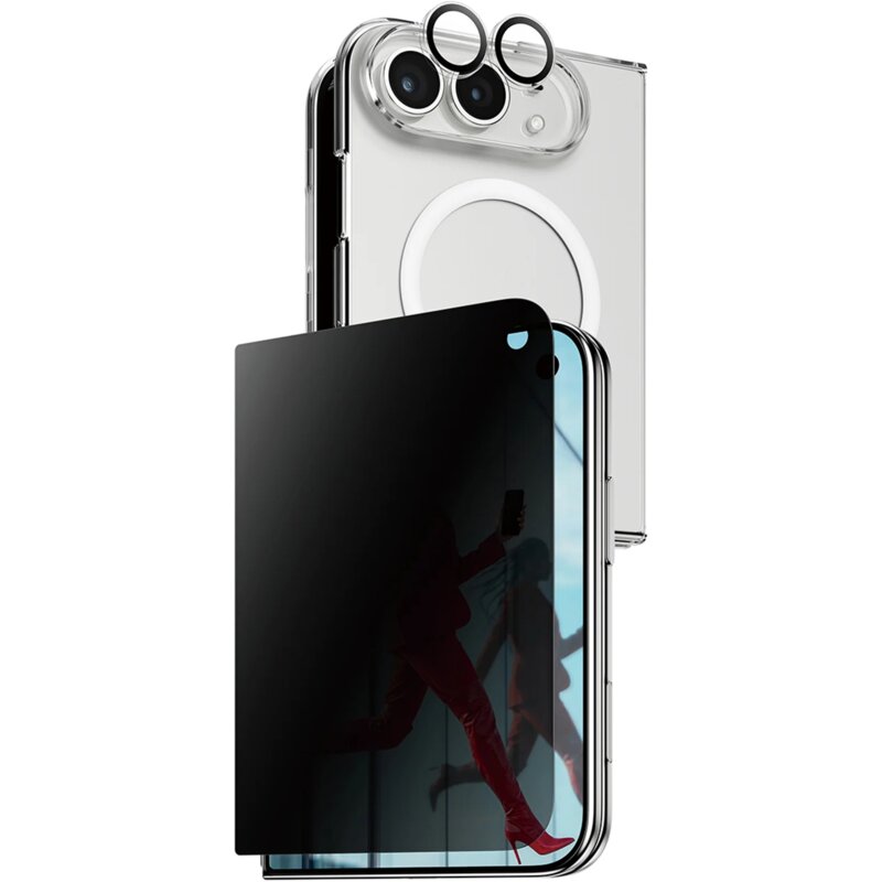 Etui PANZERGLASS Sl1M MagSafe 3w1 do Apple iPhone Duo Przezroczysty + szkło prywatyzujące + osłona obiektywu