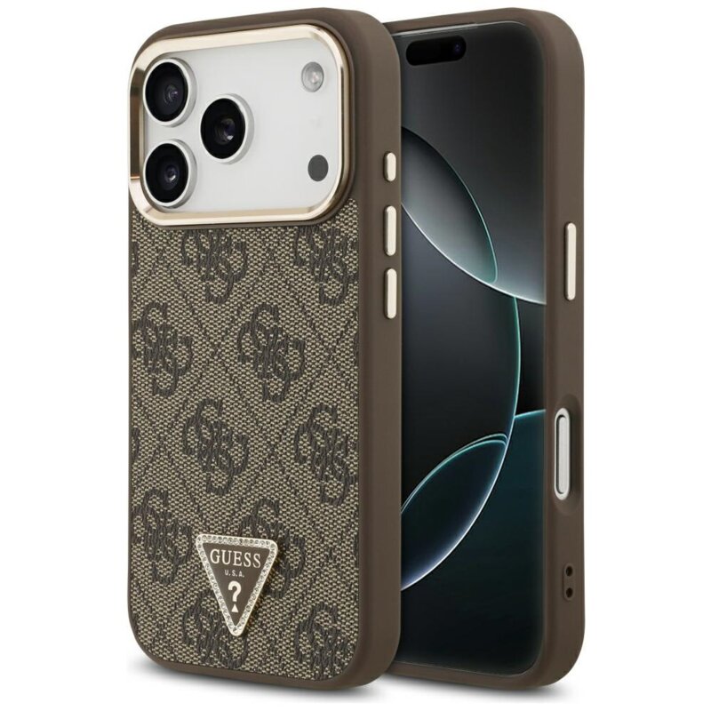 Etui GUESS 4G Triangle Logo MagSafe do Apple iPhone 17 Pro/18 Pro Brązowy