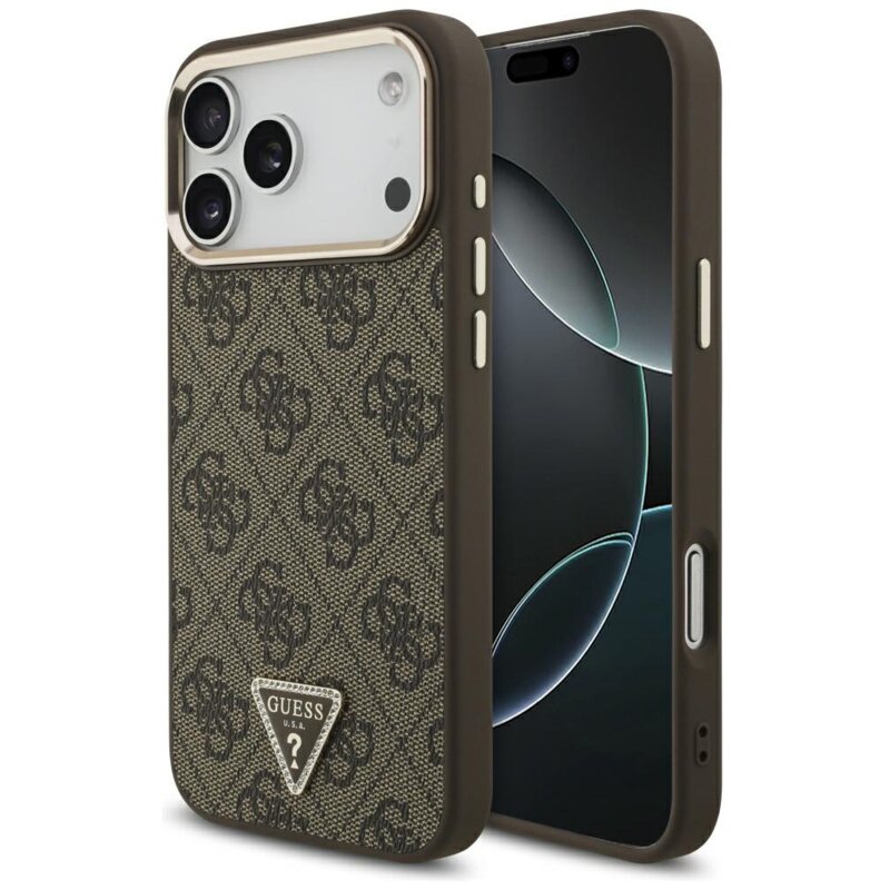 Etui GUESS 4G Triangle Logo MagSafe do Apple iPhone 17 Pro Max/18 Pro Max Brązowy