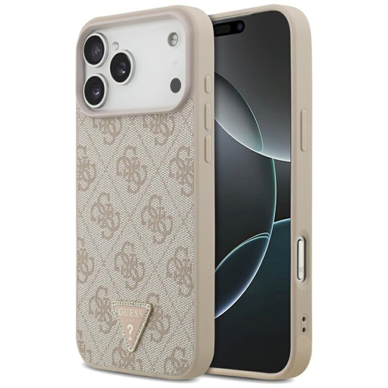 Etui GUESS Leather 4G Triangle Strass MagSafe do Apple iPhone 17 Pro Max/18 Pro Max Różowy