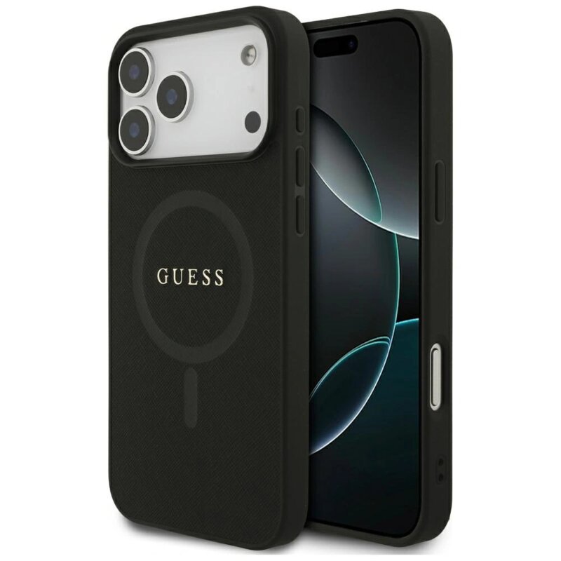 Etui GUESS Saffiano Classic Logo MagSafe do Apple iPhone 17 Pro Max/18 Pro Max Czarny