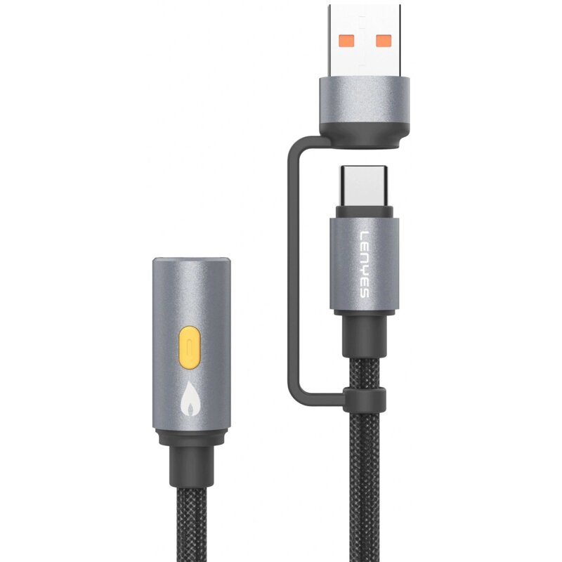 Kabel USB-C/USB-A - Zapalarka elektryczna LENYES LC113 7.5W 0.3m Czarno-szary
