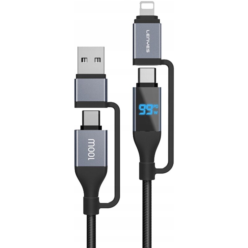 Kabel USB-C/USB-A - USB-C/Lightning LENYES LC542 60W 1m Czarny