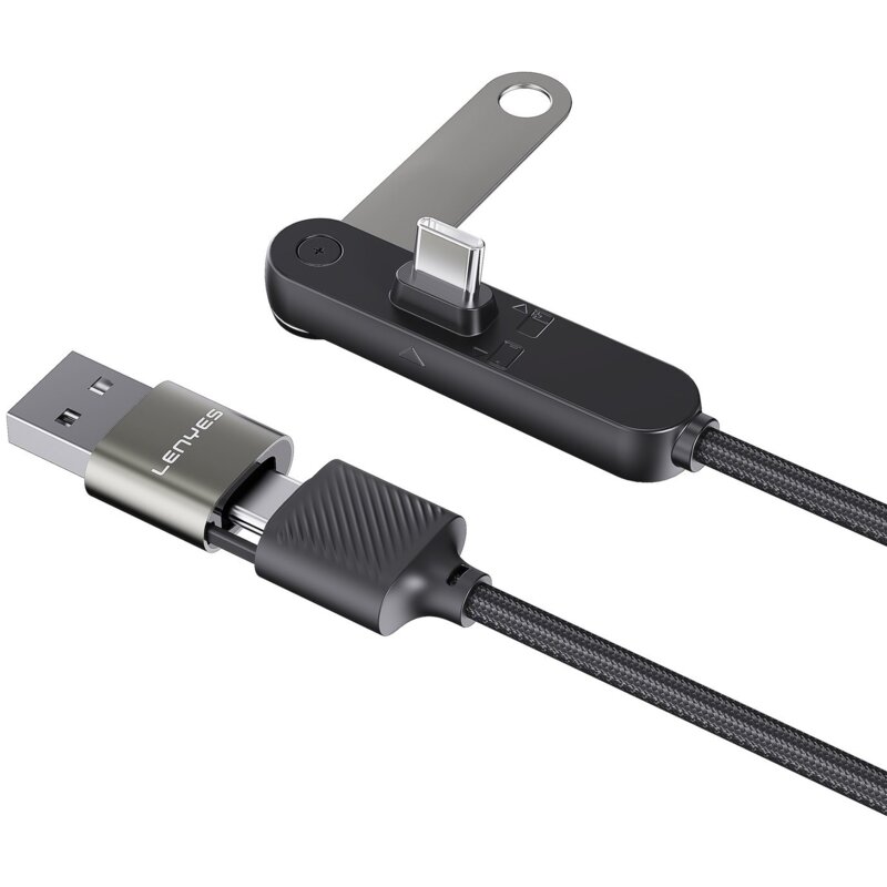 Kabel USB-C kątowy - USB/USB-C LENYES LC569 240W 1.2m Czarny