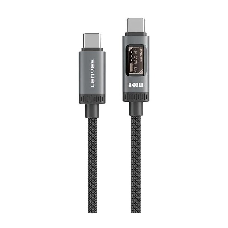Kabel USB-C - USB-C LENYES z wyświetlaczem OLED LC571 TC-TC 240W 1.2 m Czarny