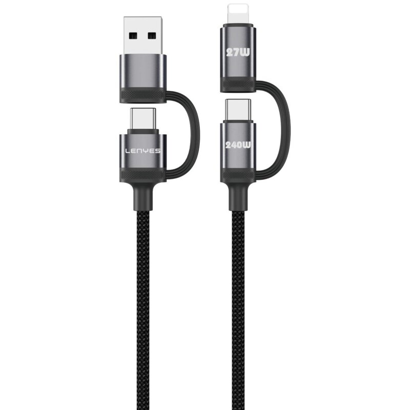 Kabel USB-C/USB-A - USB-C/Lightning LENYES LC557 240W 1m Czarny