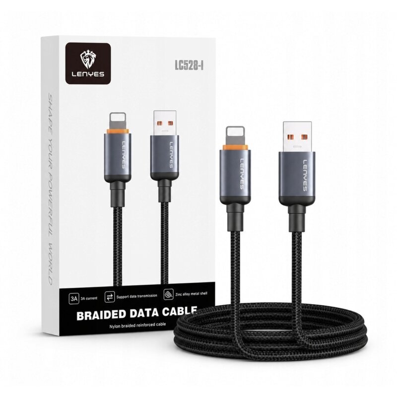 Kabel USB-A - Lightning LENYES LC528 I 60W 1 m Czarny