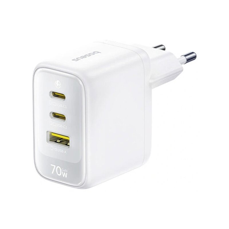 Ładowarka sieciowa BASEUS EnerFill FE22 70W GaN PD PPS Biały ładowarka do telefonu USB, USB-C