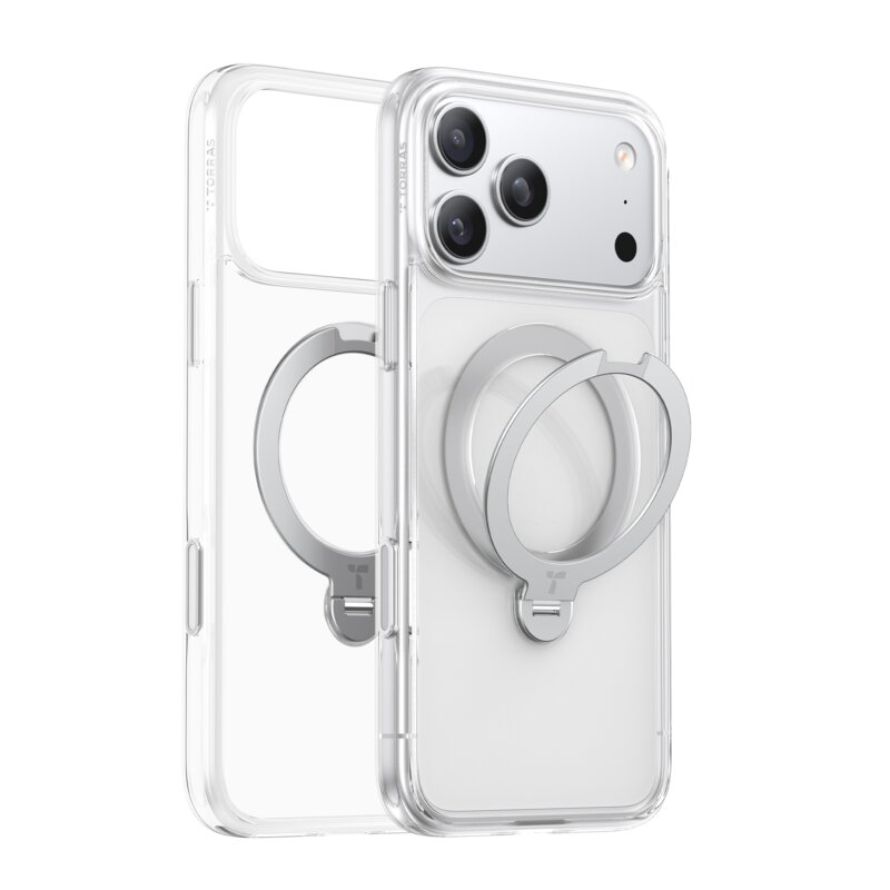 Etui TORRAS Ostand Q3 Spin MagSafe do Apple iPhone 17 Pro Max/18 Pro Max Przezroczysty
