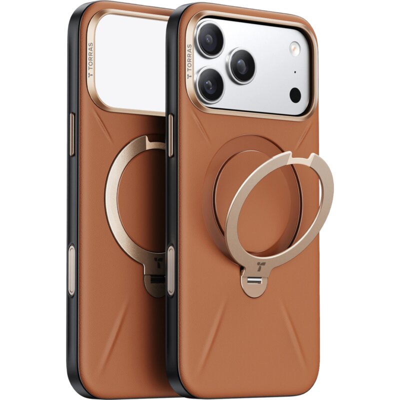 TORRAS Ostand Q3 VegSkin do iPhone 18 Pro / 17 Pro MagSafe (brown)