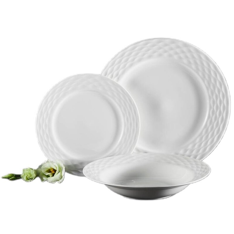 Serwis obiadowy porcelanowy AMBITION Paola 6 osób (18 elementów) Biały