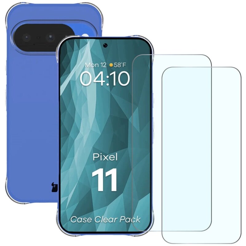 Etui BIZON Case Clear Pack do Google Pixel 11 Przezroczysty + szkło hartowane (2szt.)