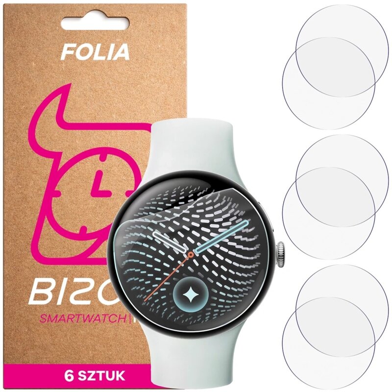 Folia ochronna BIZON Watch Film HydroFlex do Google Pixel Watch 5 (45mm) (6 szt.)