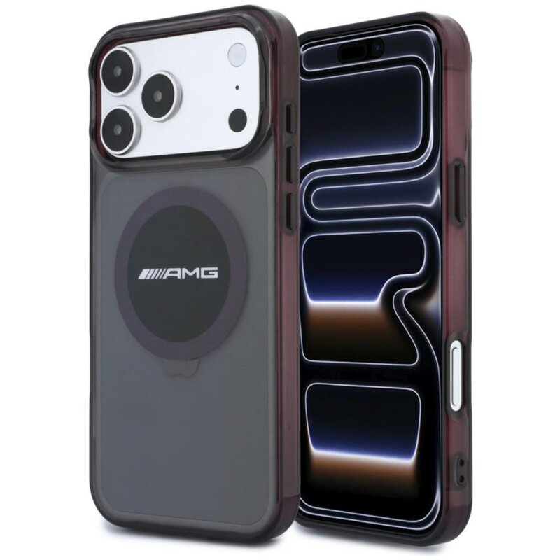Etui AMG IML Transparent Bicolor Block MagSafe do Apple iPhone 17 Pro Max/18 Pro Max Czarny/Burgundowy
