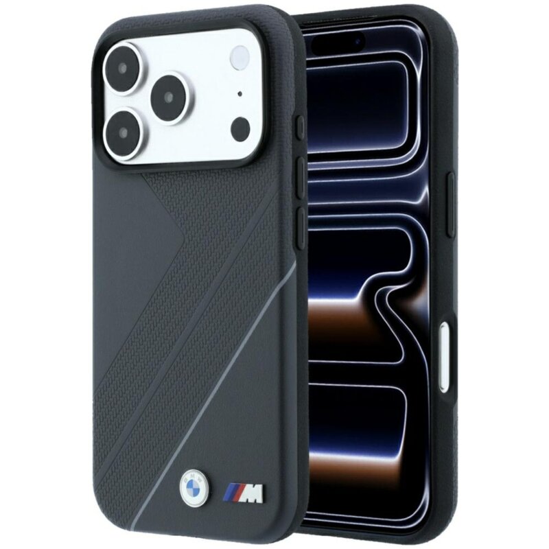 Etui BMW M Tire Track with Silver Line MagSafe do Apple iPhone 17 Pro/18 Pro Antracytowy