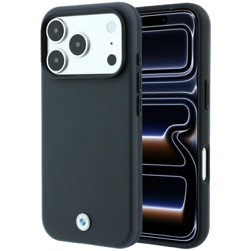 Etui BMW Sign Kevlar Metal Logo MagSafe do Apple iPhone 17 Pro Max/18 Pro Max Antracytowy