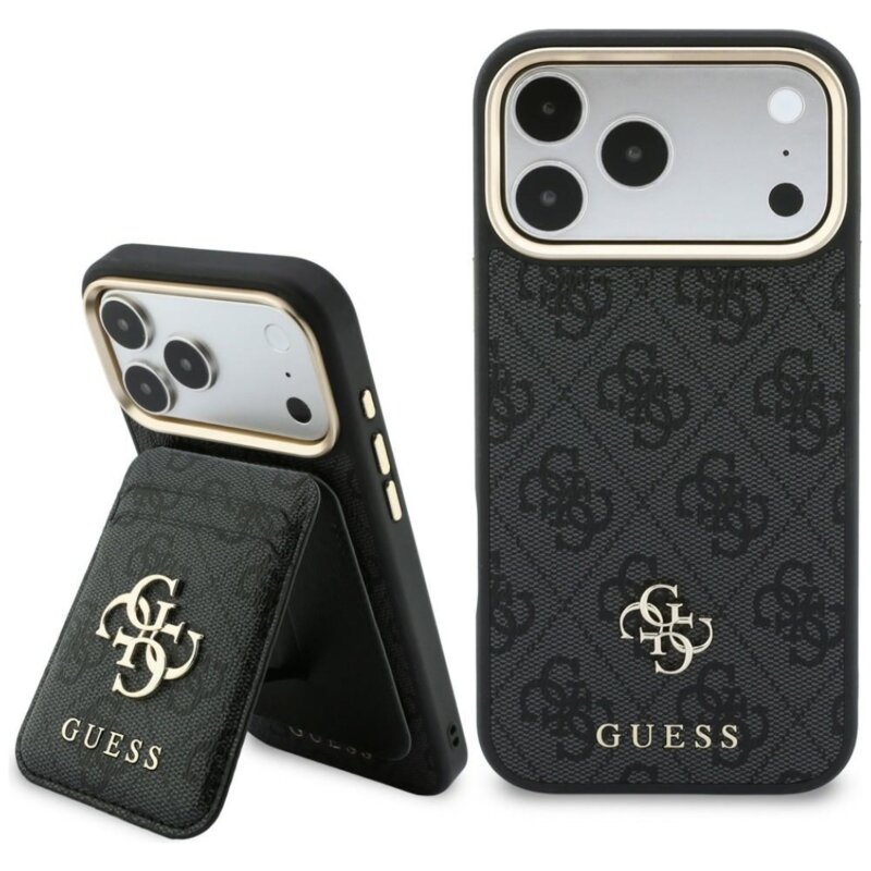 Etui GUESS 4G MagSafe do Apple iPhone 17 Pro/18 Pro Czarny + Portfel