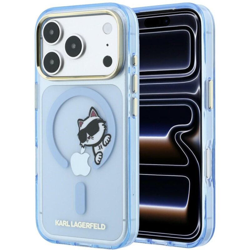 Etui KARL LAGERFELD Peekaboo Logo MagSafe do Apple iPhone 17 Pro/18 Pro Jasnoniebieski