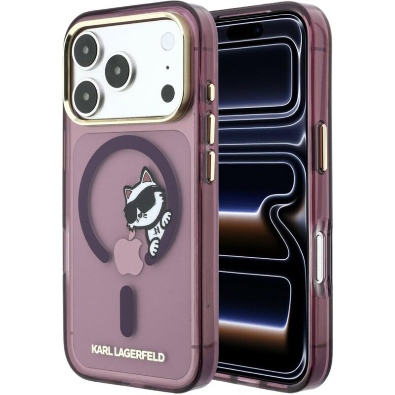 Etui KARL LAGERFELD Peekaboo Logo MagSafe do Apple iPhone 17 Pro Max/18 Pro Max Burgundowy