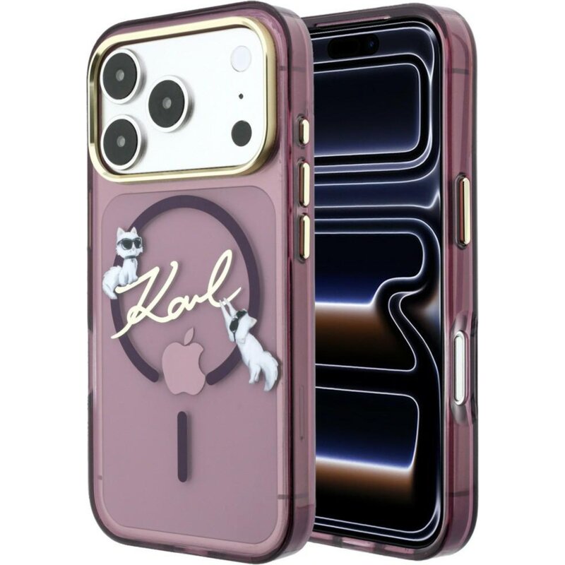 Etui KARL LAGERFELD Script Logo MagSafe do Apple iPhone 17 Pro Max/18 Pro Max Burgundowy