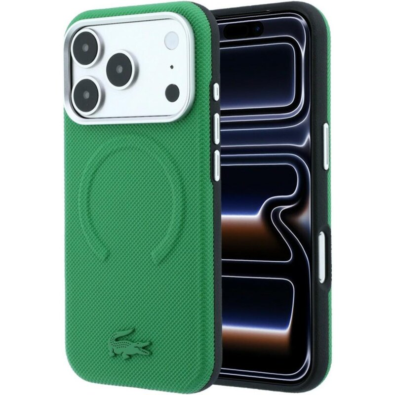Etui LACOSTE Petit Pique Embossed MagSafe do Apple iPhone 17 Pro/18 Pro Zielony