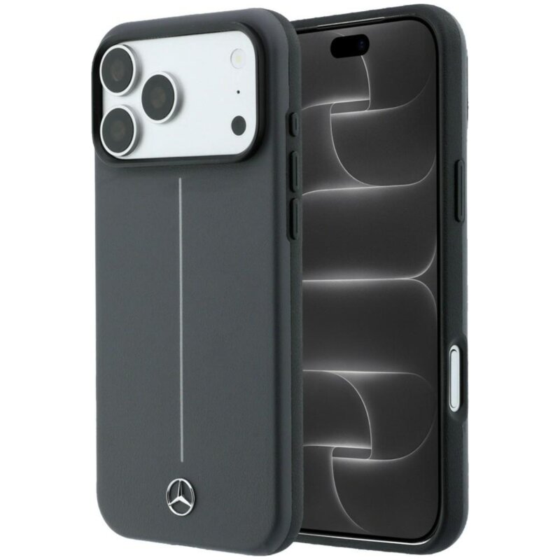 Etui MERCEDES Leather Semi Wrap with Iconic Line MagSafe do Apple iPhone 17 Pro Max/18 Pro Max Antracytowy