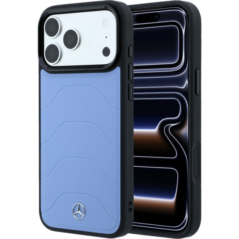 Etui MERCEDES Leather Mesh Bow Line MagSafe do Apple iPhone 17 Pro / 18 Pro Niebieski