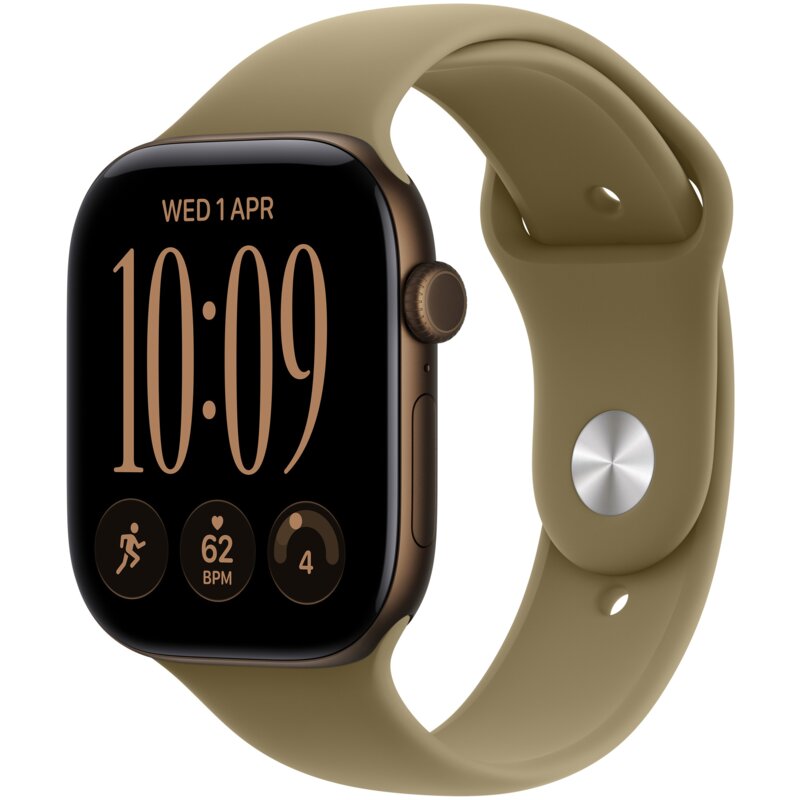 Apple Watch Series 12 GPS + Cellular Koperta z aluminium 46mm ciemny brąz Pasek sportowy oliwkowy -M/L