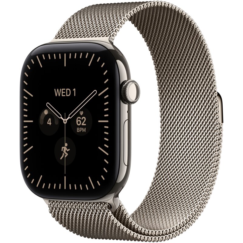 Apple Watch 12 GPS + Cellular 46mm koperta z tytanu (naturalny) + bransoleta mediolańska M/L (naturalny)